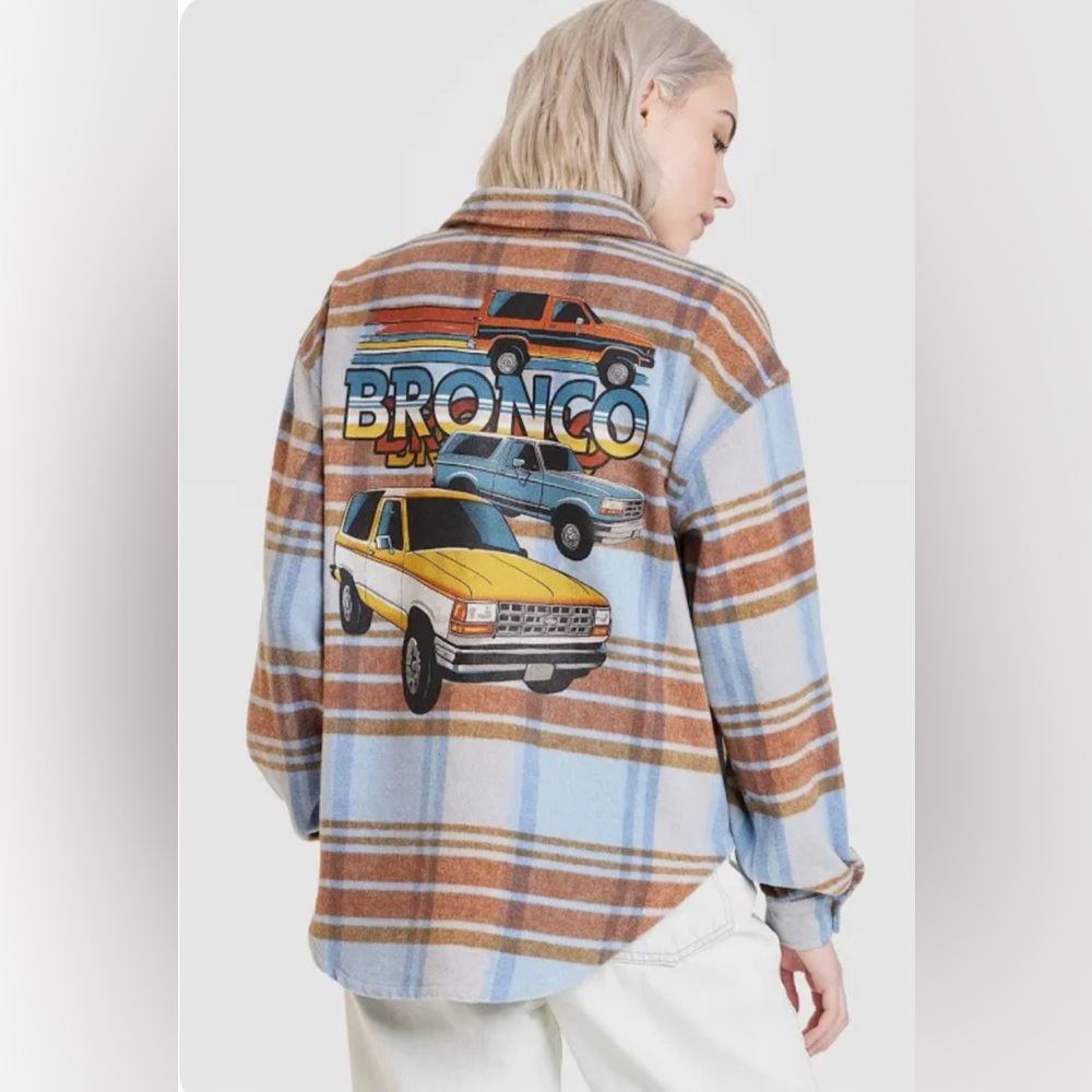 NWOT Ford Bronco Truck Plaid Shirt Flannel Top Jacket Vintage style